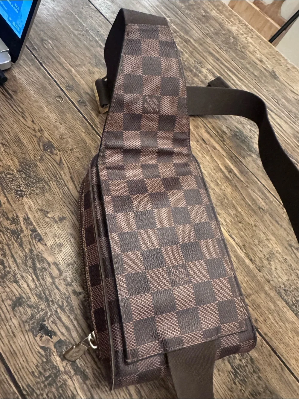 Authentic Louis Vuitton Geronimos Damier Ebene Belt Bag